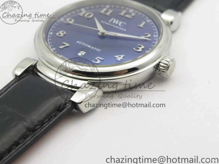 MIROTIME 0201 Da Vinci IW356601 SS TW 1:1 Best Edition Blue Dial On Black Leather Strap A Durable 7239